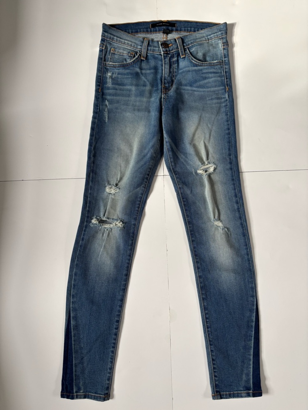 Flying Monkey Distressed Skinny Jeans - Blue Wash